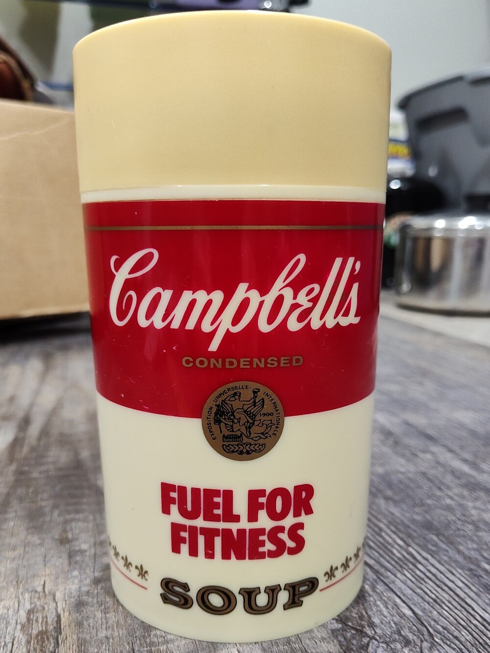 CAMPBELL'S SOUP Vintage 1980s Thermos "Soup is Good Food/Fuel for Fitness" 12 oz
